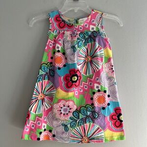 Hanna Andersson Girls Size 110 5T Cotton Sleeveless Floral Abstract Print Dress